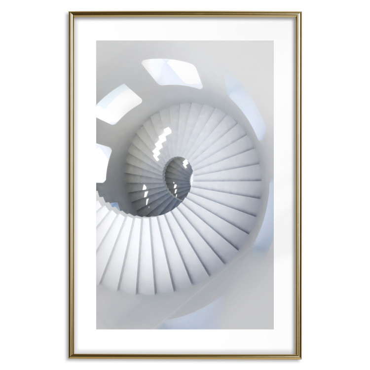 Poster Downward Path - architecture of white stairs in abstract motif 123898 additionalImage 14