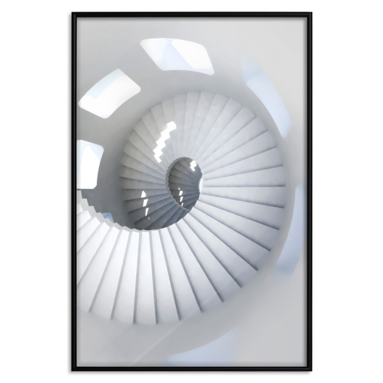 Poster Downward Path - architecture of white stairs in abstract motif 123898 additionalImage 24