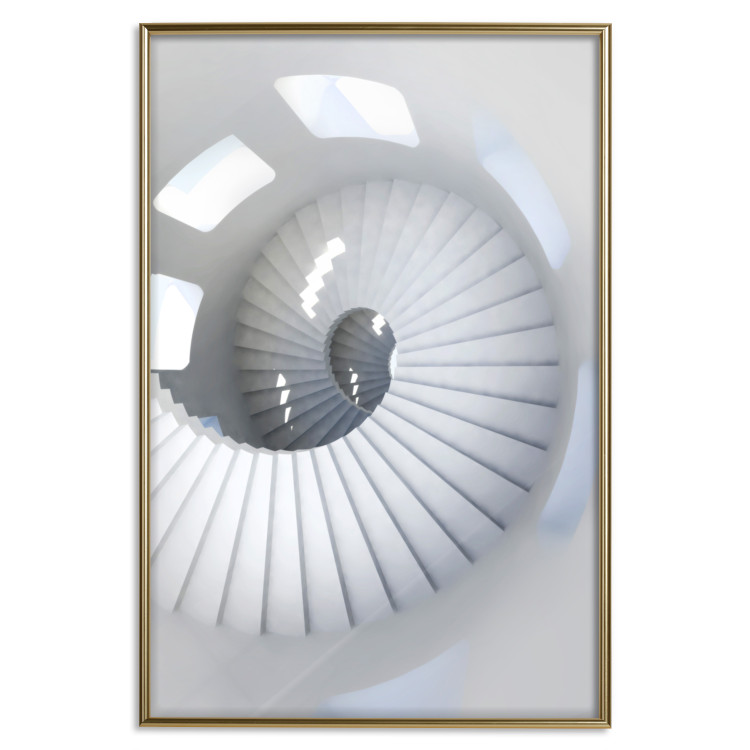 Poster Downward Path - architecture of white stairs in abstract motif 123898 additionalImage 16