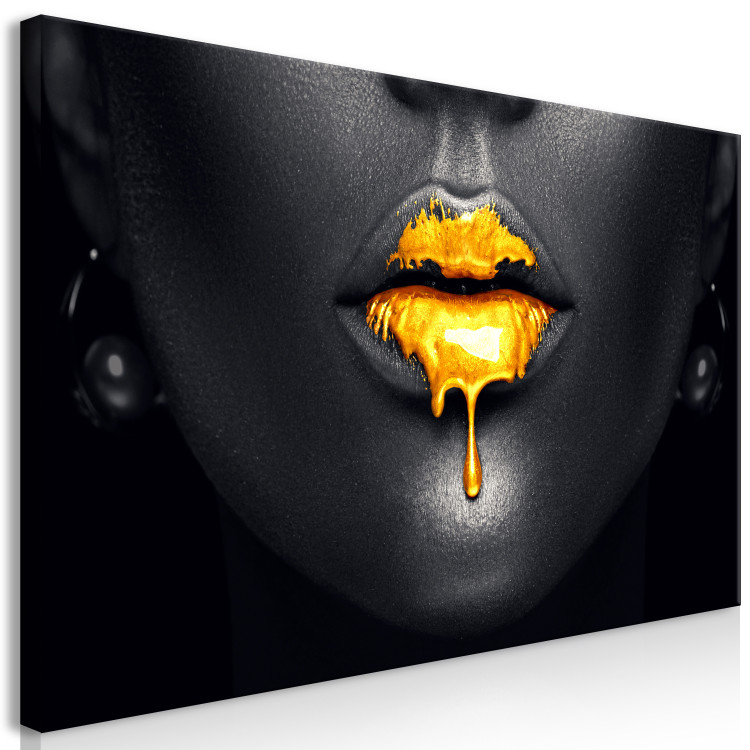 Large canvas print Gold Lips II [Large Format] 128498 additionalImage 3