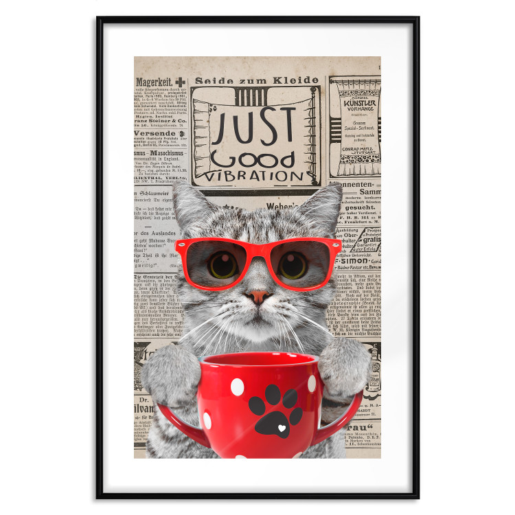 Wall Poster Cat with Coffee - funny composition with domestic pet and text in the background 129098 additionalImage 15