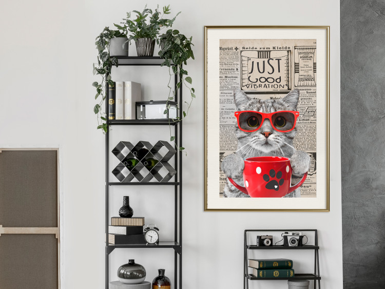 Wall Poster Cat with Coffee - funny composition with domestic pet and text in the background 129098 additionalImage 22