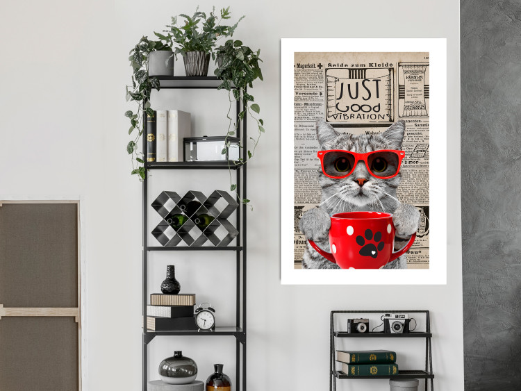 Wall Poster Cat with Coffee - funny composition with domestic pet and text in the background 129098 additionalImage 5