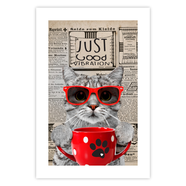 Wall Poster Cat with Coffee - funny composition with domestic pet and text in the background 129098 additionalImage 25