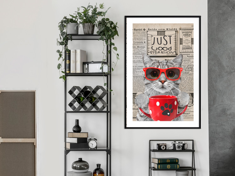 Wall Poster Cat with Coffee - funny composition with domestic pet and text in the background 129098 additionalImage 23