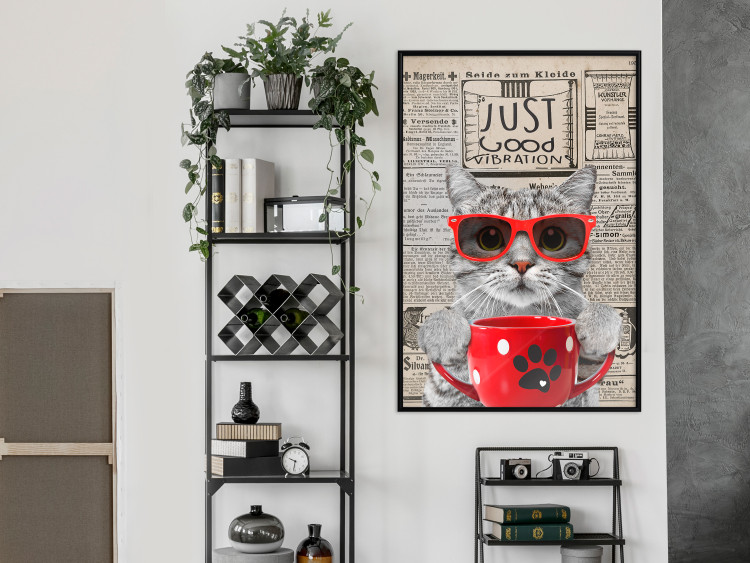 Wall Poster Cat with Coffee - funny composition with domestic pet and text in the background 129098 additionalImage 6