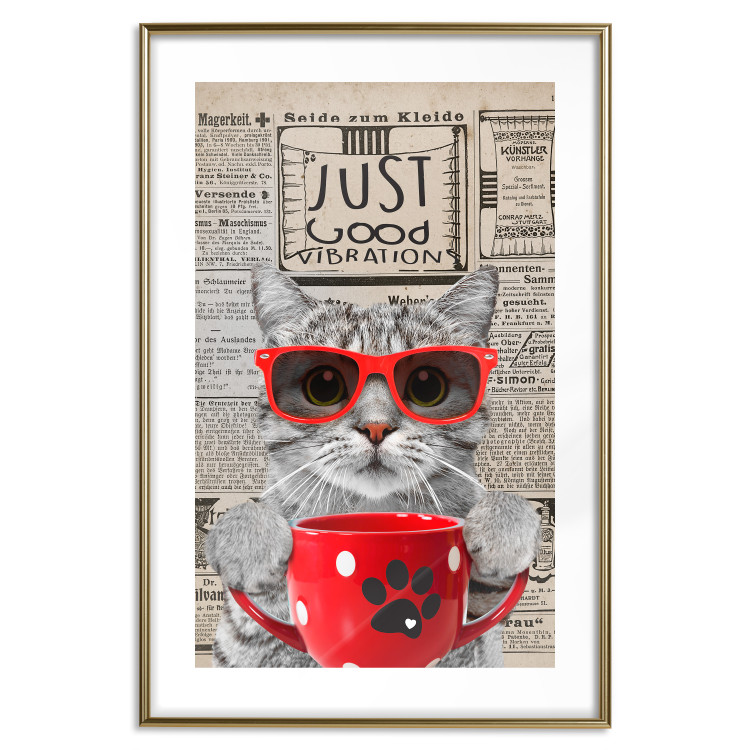 Wall Poster Cat with Coffee - funny composition with domestic pet and text in the background 129098 additionalImage 14