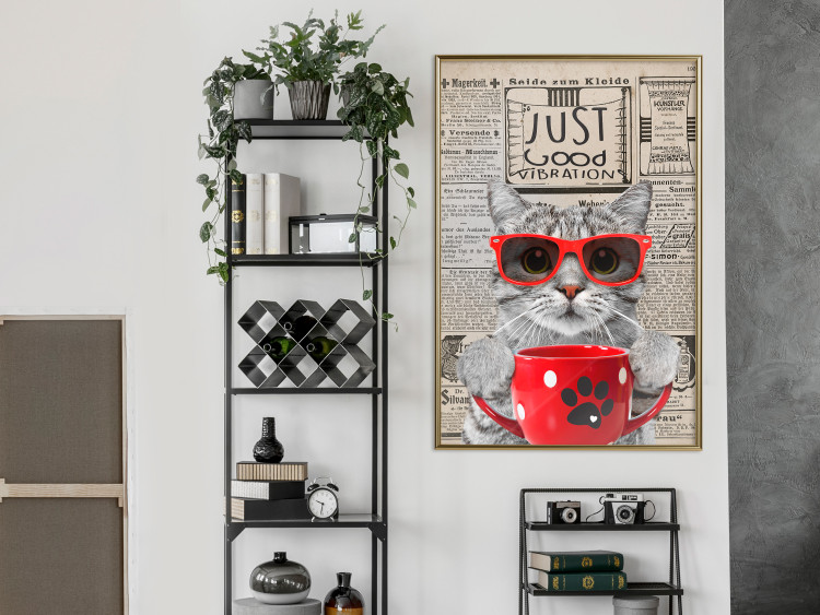 Wall Poster Cat with Coffee - funny composition with domestic pet and text in the background 129098 additionalImage 7
