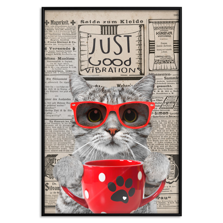 Wall Poster Cat with Coffee - funny composition with domestic pet and text in the background 129098 additionalImage 18