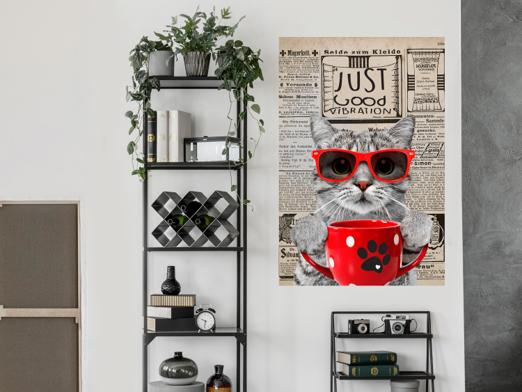 Wall Poster Cat with Coffee - funny composition with domestic pet and text in the background 129098 additionalImage 4
