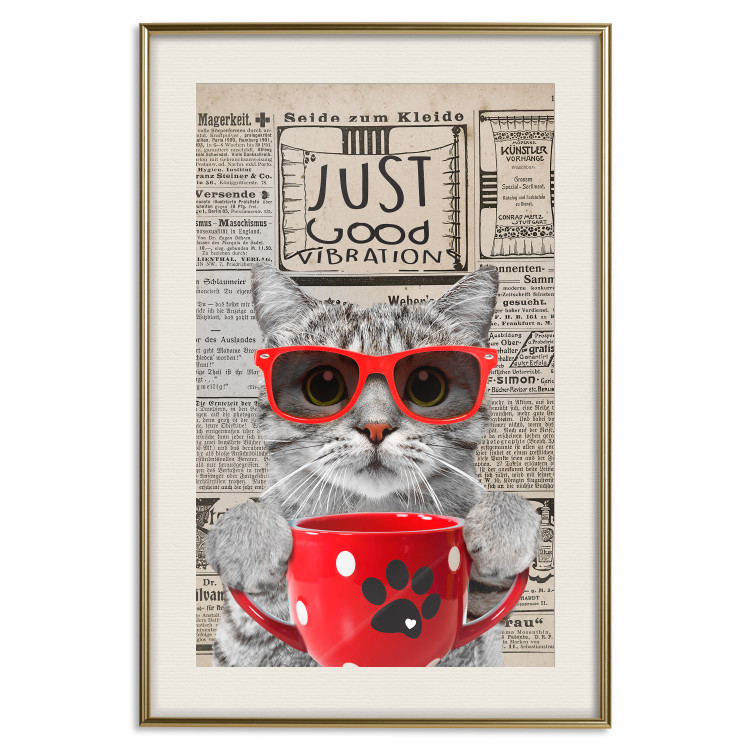 Wall Poster Cat with Coffee - funny composition with domestic pet and text in the background 129098 additionalImage 20