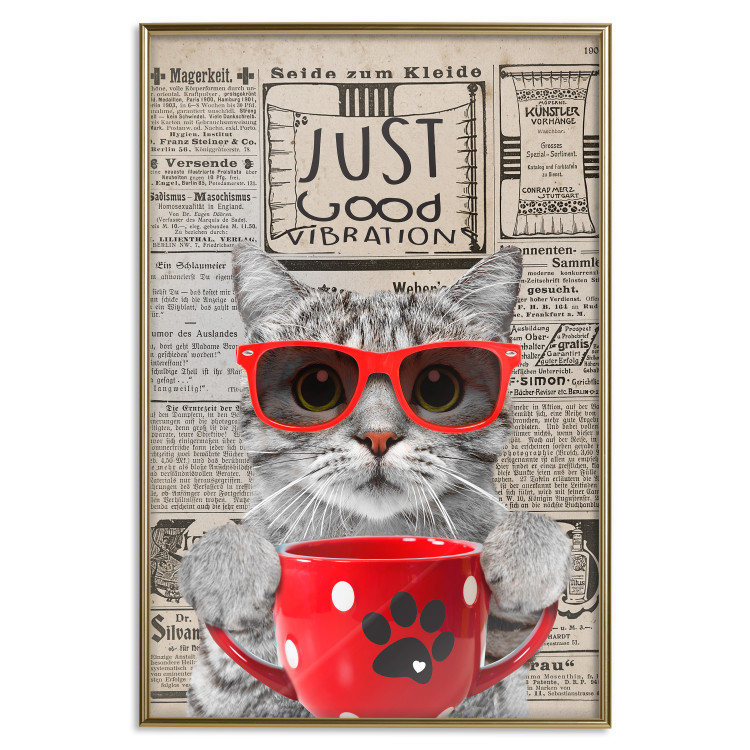 Wall Poster Cat with Coffee - funny composition with domestic pet and text in the background 129098 additionalImage 21