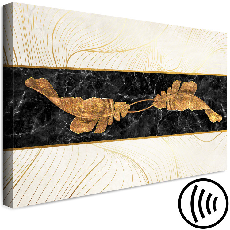 Canvas Golden leaves on black marble - art deco style abstraction 131698 additionalImage 6