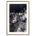 Poster Prada in Flowers - composition of flowers and silver text on a black background 131798 additionalThumb 14