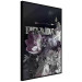 Poster Prada in Flowers - composition of flowers and silver text on a black background 131798 additionalThumb 3