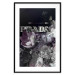 Poster Prada in Flowers - composition of flowers and silver text on a black background 131798 additionalThumb 15