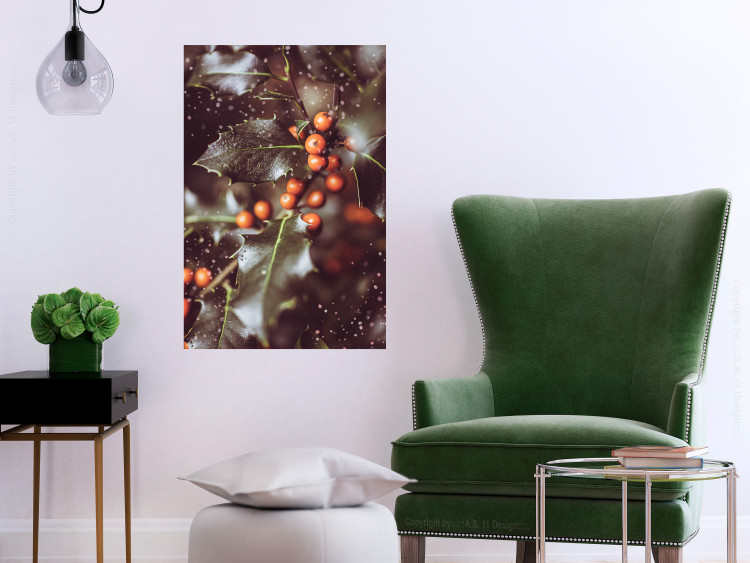 Poster Magic Shrub - plant with green leaves in a wintry holiday atmosphere 132198 additionalImage 2