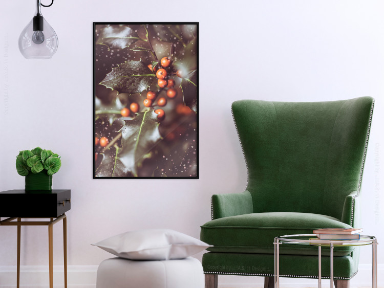 Poster Magic Shrub - plant with green leaves in a wintry holiday atmosphere 132198 additionalImage 4