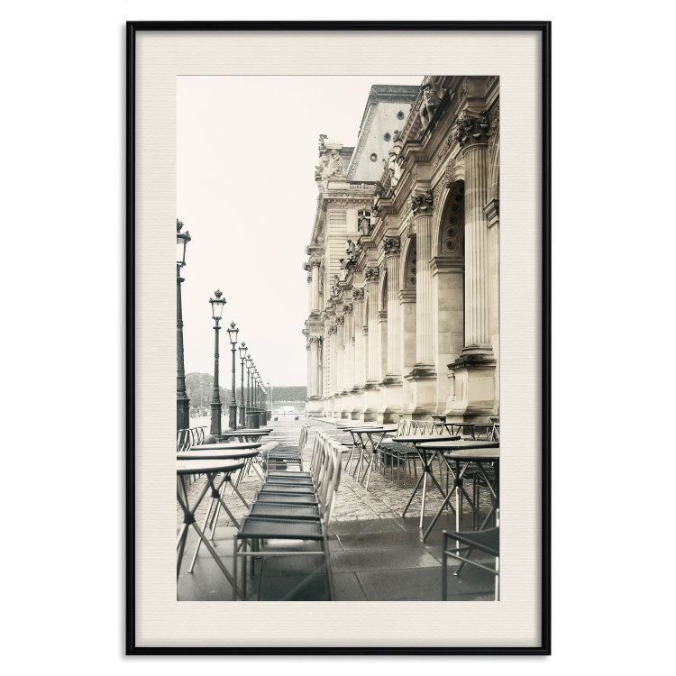 Poster Deserted Cafes - landscape of chairs and tables against architectural backdrop 132298 additionalImage 19