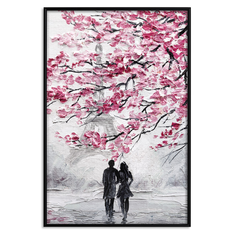 Wall Poster April in Paris - romantic landscape of Paris and a tree with pink leaves 135098 additionalImage 16