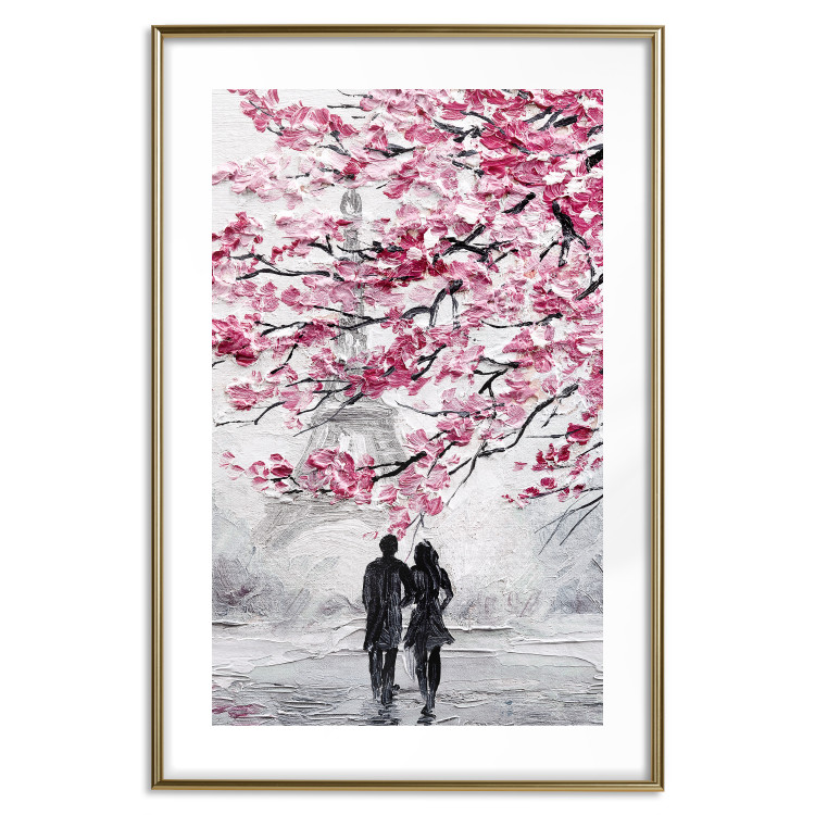 Wall Poster April in Paris - romantic landscape of Paris and a tree with pink leaves 135098 additionalImage 14