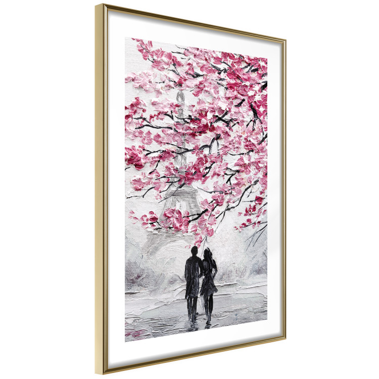 Wall Poster April in Paris - romantic landscape of Paris and a tree with pink leaves 135098 additionalImage 7