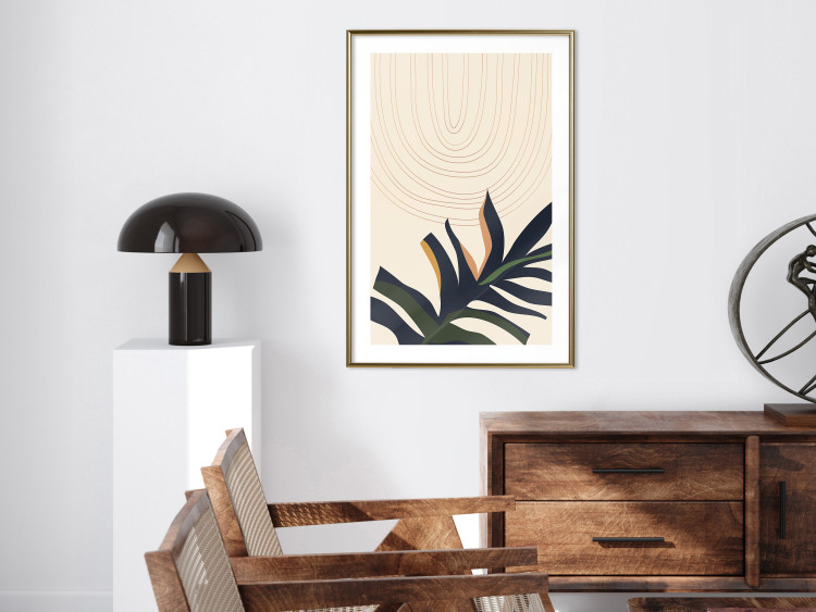 Poster Plant Aura - boho-style abstraction with a leaf of a green plant 137498 additionalImage 22