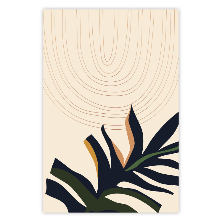 Poster Plant Aura - boho-style abstraction with a leaf of a green plant 137498