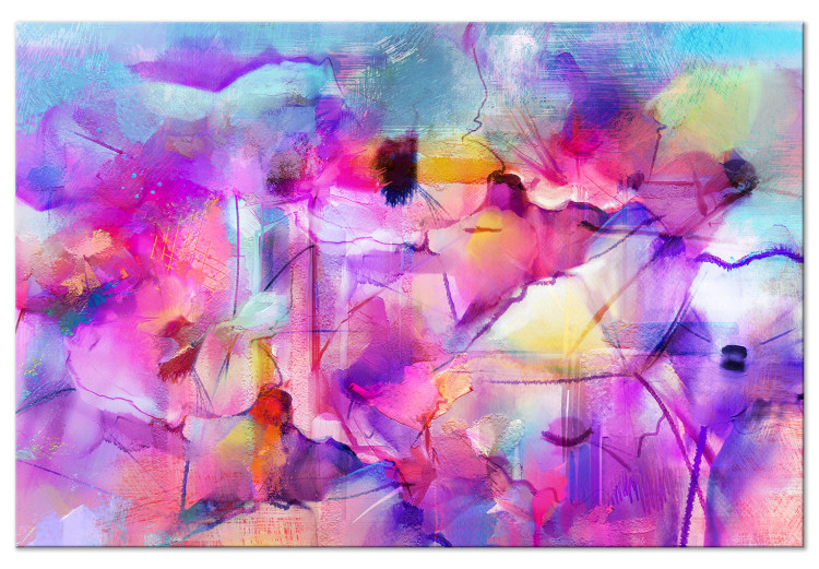 Canvas Art Print Crazy Colors (1-piece) Wide - watercolors in colorful abstraction 138198