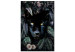 Canvas Black Panther in Leaves (1-piece) Vertical - cat in dense jungle 138598