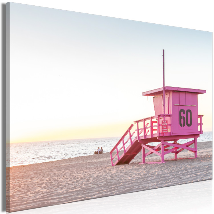 Canvas Print Sunset - View of a Lifeguard Booth on a Miami Beach 144498 additionalImage 2
