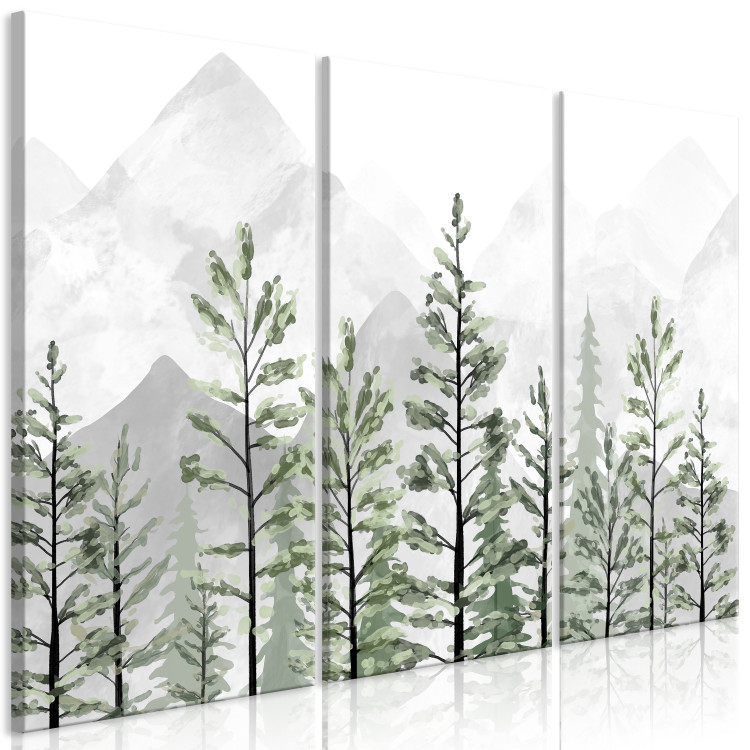 Canvas Mountain Nature (3-piece) - green trees against the backdrop of jagged mountains 144798 additionalImage 2