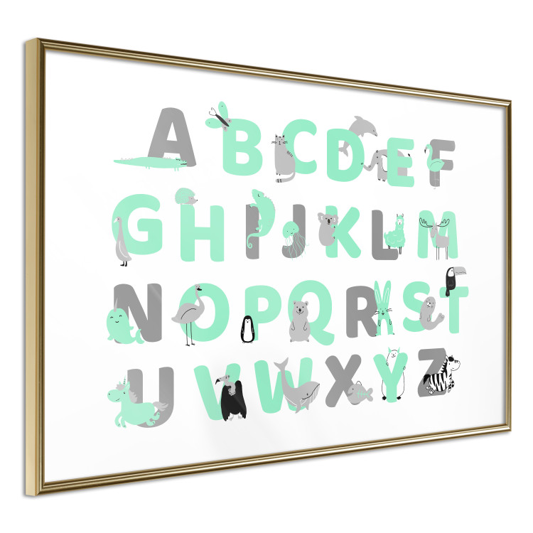 Poster English Alphabet for Children - Gray and Mint Letters with Animals 146498 additionalImage 8