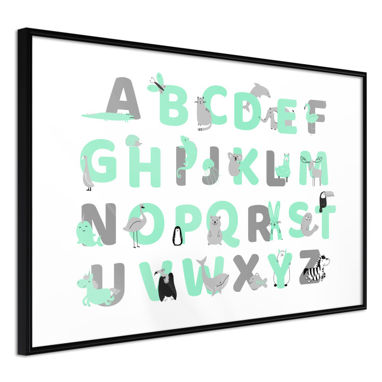 Poster English Alphabet for Children - Gray and Mint Letters with Animals 146498 additionalImage 5