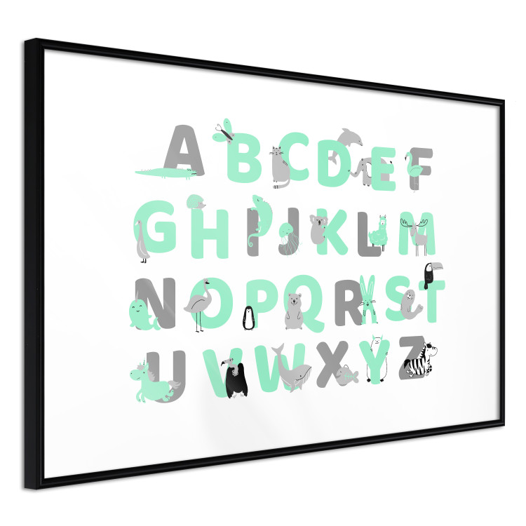 Poster English Alphabet for Children - Gray and Mint Letters with Animals 146498 additionalImage 7