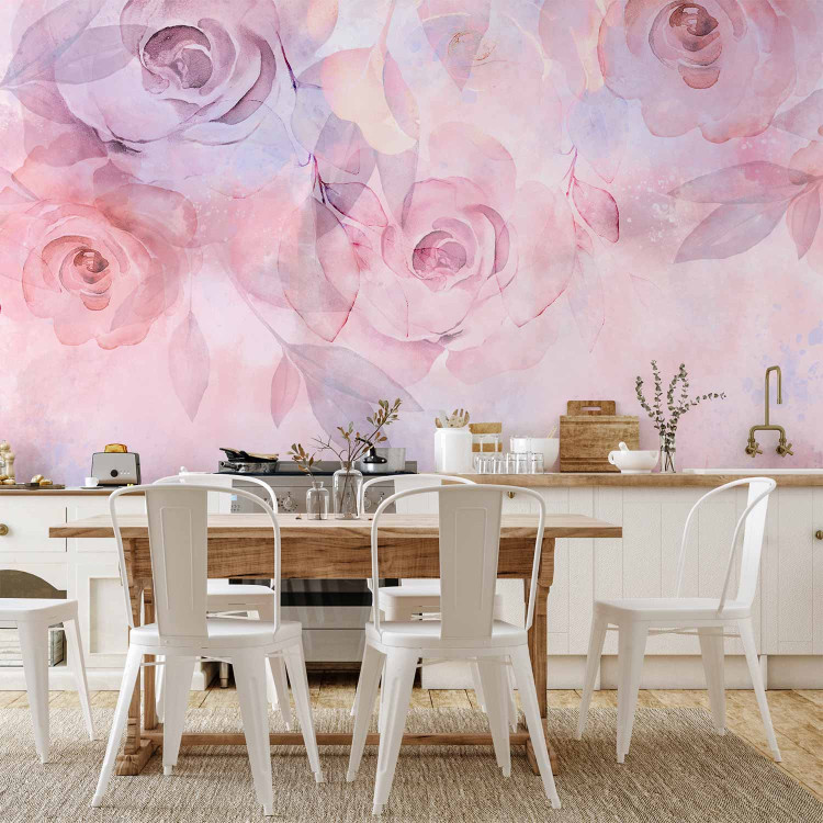Photo Wallpaper Moody Roses - Pink Abstract Flowers in a Romantic Style 146598 additionalImage 6