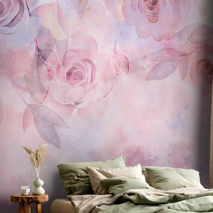 Photo Wallpaper Moody Roses - Pink Abstract Flowers in a Romantic Style 146598 additionalImage 2