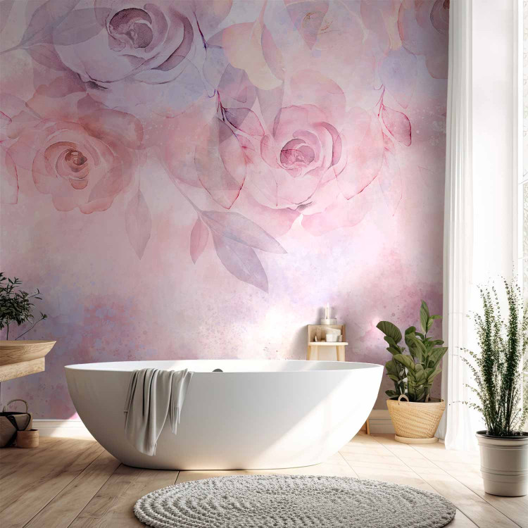 Photo Wallpaper Moody Roses - Pink Abstract Flowers in a Romantic Style 146598 additionalImage 8