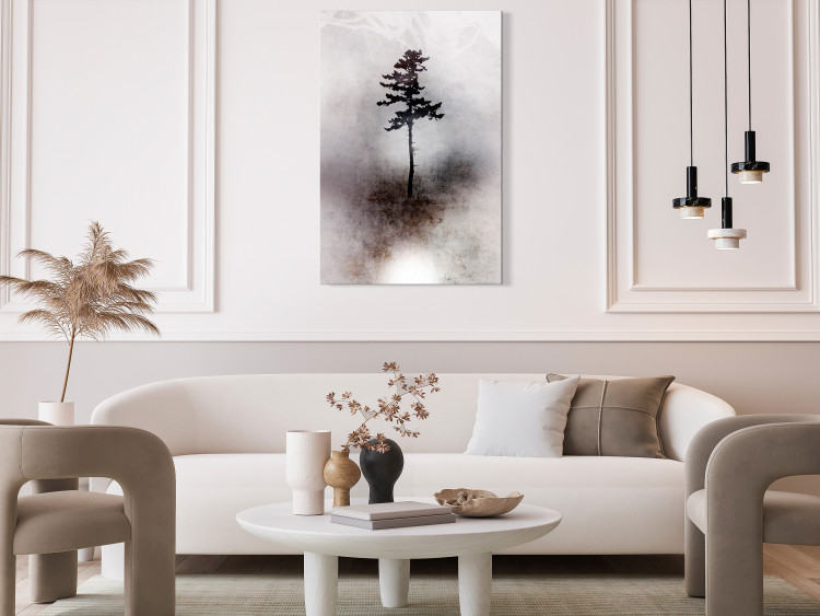 Canvas Tall Tree (1-piece) - plant landscape on a gray-brown background 148898 additionalImage 3