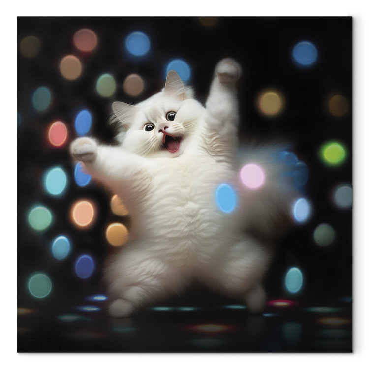 Canvas Art Print AI Persian Cat - Dancing Animal in Disco Dots - Square 150198 additionalImage 7