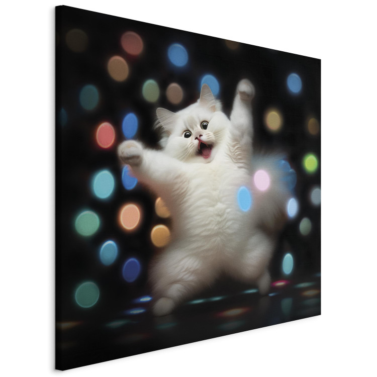 Canvas Art Print AI Persian Cat - Dancing Animal in Disco Dots - Square 150198 additionalImage 2