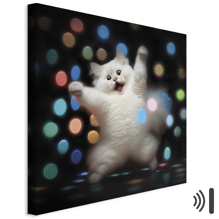 Canvas Art Print AI Persian Cat - Dancing Animal in Disco Dots - Square 150198 additionalImage 8