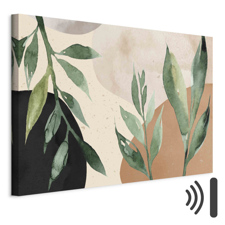 Canvas Art Print Harmony of Nature - Beige Abstract With Spots of Color and Leaves 151198 additionalImage 8