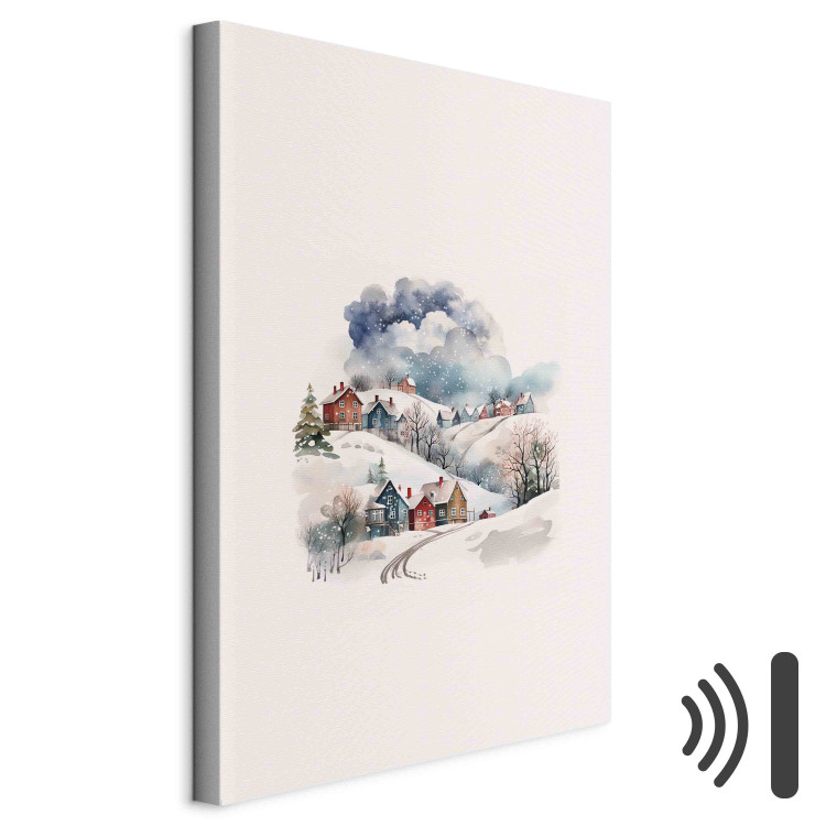 Canvas Art Print Christmas Village - Watercolor Illustration of Snow-Covered Houses 151698 additionalImage 8