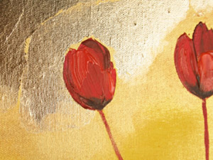 Canvas Print Red Poppies on Yellow Background (1-piece) - abstraction with flowers 46598 additionalImage 3