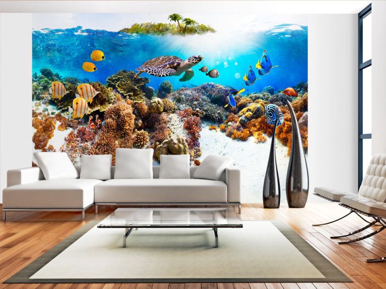 Photo Wallpaper Coral Reef - World of Colourful Fish and Turtles in an Underwater World 59998
