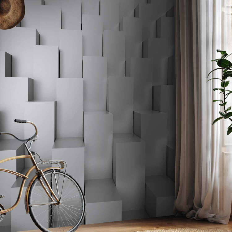 Wall Mural Grey abstraction - geometric figures creating the illusion of space 88798 additionalImage 7