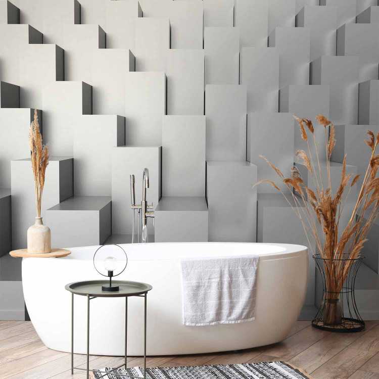 Wall Mural Grey abstraction - geometric figures creating the illusion of space 88798 additionalImage 8