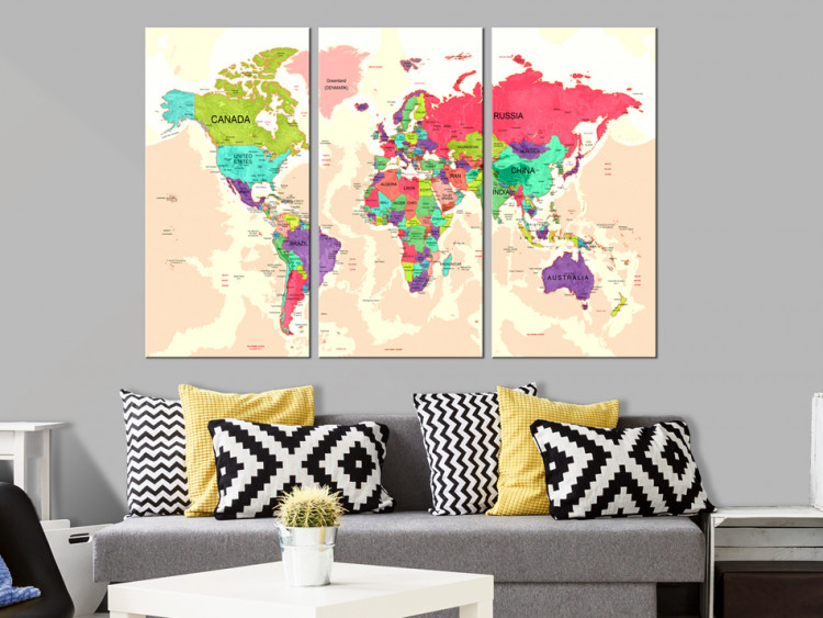 Canvas Art Print World Map: Geography of Colours 92098 additionalImage 3