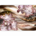 Photo Wallpaper Magic lilies - flower motif on a brown and gold composition with waves 107709 additionalThumb 1